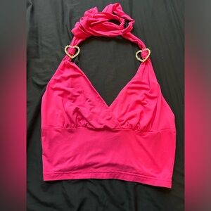 Pink crop top with hearts💕